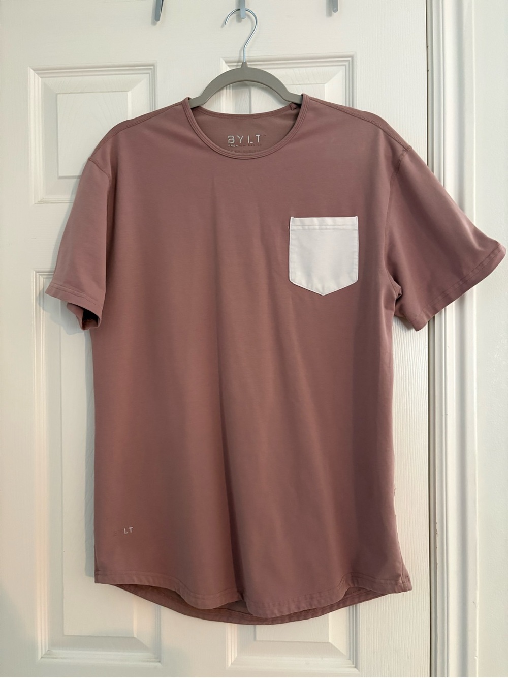 BYLT Basics Mauve Short-Sleeve Tee with White Chest Pocket